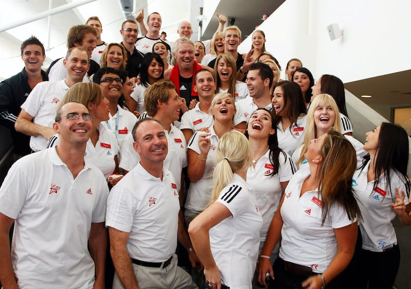 Sir Richard Branson with employees during the official launch of the Virgin Active Health Club in 2009 in Sydney, Australia.