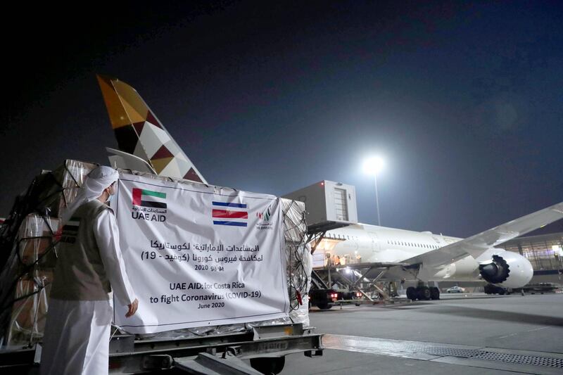 ABU DHABI, 12th June, 2020 (WAM) -- Carlos Alvarado, President of Costa Rica, welcomed the aid plane sent today to his country as part of the UAE's efforts to help various countries around the world in containing the spread of COVID-19. Wam