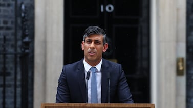 UK Prime Minister Rishi Sunak announces the date for the UK general election outside No 10 Downing Street. Getty Images