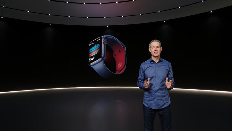 Apple Chief Operating Officer Jeff Williams unveiling the Apple Watch Series 6 during an Apple Event at Apple Park in Cupertino, California, USA.  EPA