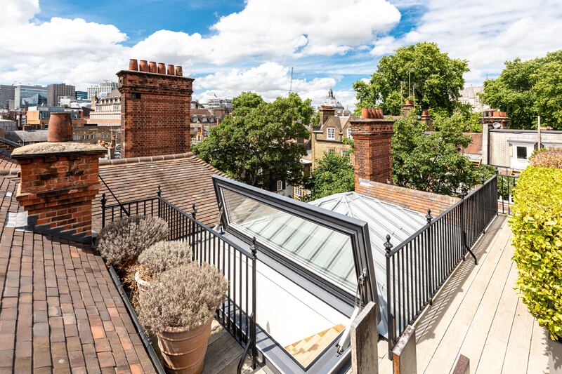 The rooftop view from the house, which is located close to the Houses of Parliament