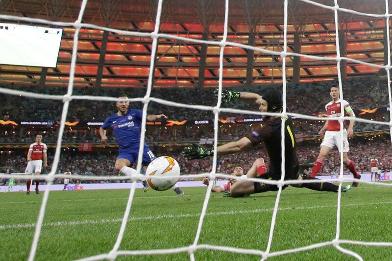 Hazard nets Chelsea's fourth goal. AP Photo