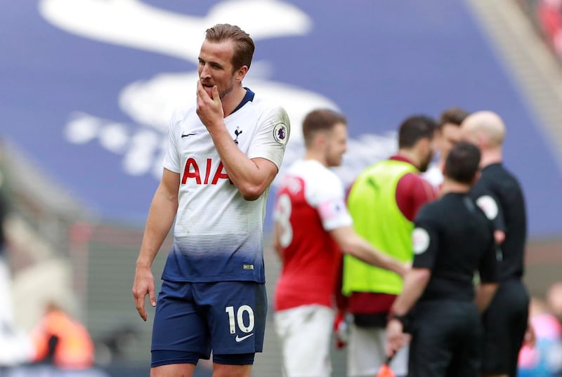Soccer Football - Premier League - Tottenham Hotspur v Arsenal - Wembley Stadium, London, Britain - March 2, 2019  Tottenham's Harry Kane looks dejected after the match   Action Images via Reuters/Andrew Couldridge  EDITORIAL USE ONLY. No use with unauthorized audio, video, data, fixture lists, club/league logos or "live" services. Online in-match use limited to 75 images, no video emulation. No use in betting, games or single club/league/player publications.  Please contact your account representative for further details.