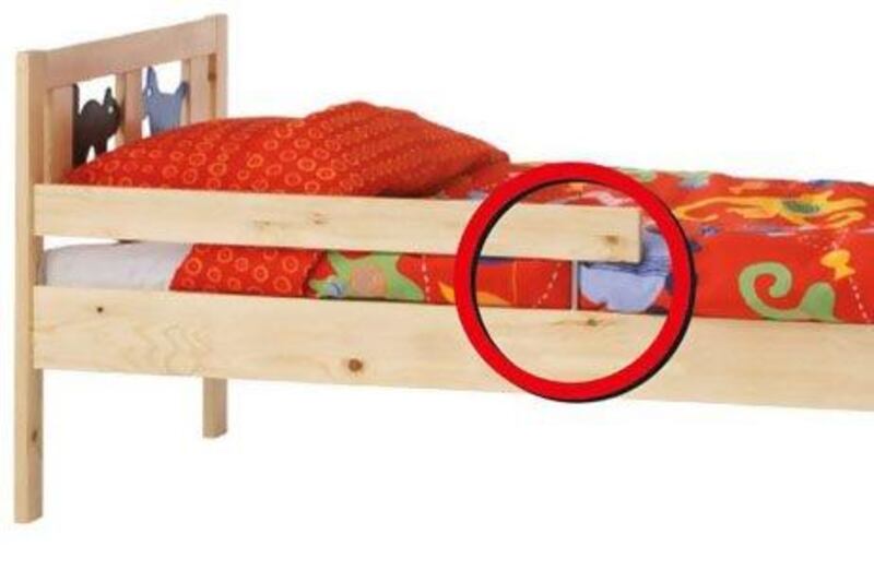 Ikea in the UAE recalled its Kritter and Sniglar brands of junior beds after a reported breakage of a metal rod (shown here in the red circle) in the two products. Photo courtesy Ikea