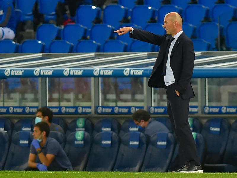 Real Madrid coach Zinedine Zidane gestures from the touchline. AFP