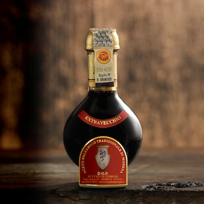 A bottle of Acetaia di Giorgio balsamic vinegar, which sells for as much as $326 for 100ml. Photo: Acetaia di Giorgio