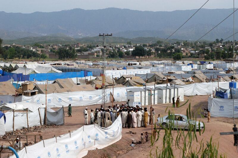 PABI: NOWSHERA, PAKISTAN: 25-April-2009.
A view of the tented village of Jellozai camp for Internally Displaced People (IDP) under Islamic Relief at Pabi on April 25, 2009. Photo by Muzammil Pasha for The National 