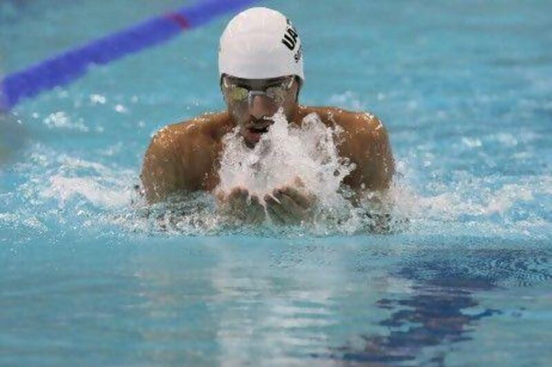 Mubarak Salem has replaced Obaid Al Jasmi, bottom left, as the leading Emirati swimmer but much work needs to be done on the international stage.