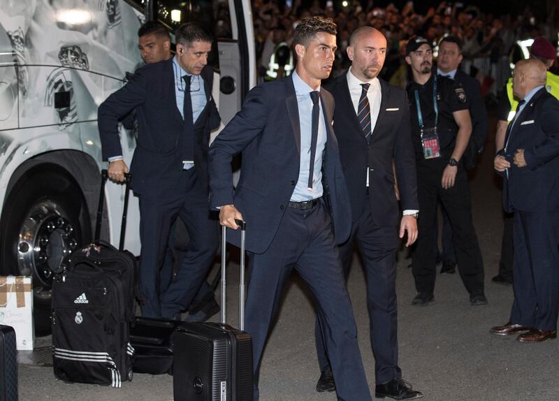 Real Madrid's Cristiano Ronaldo and his teammates arrive in Kiev ahead of the Uefa Champions League final. Sedat Suna /  EPA