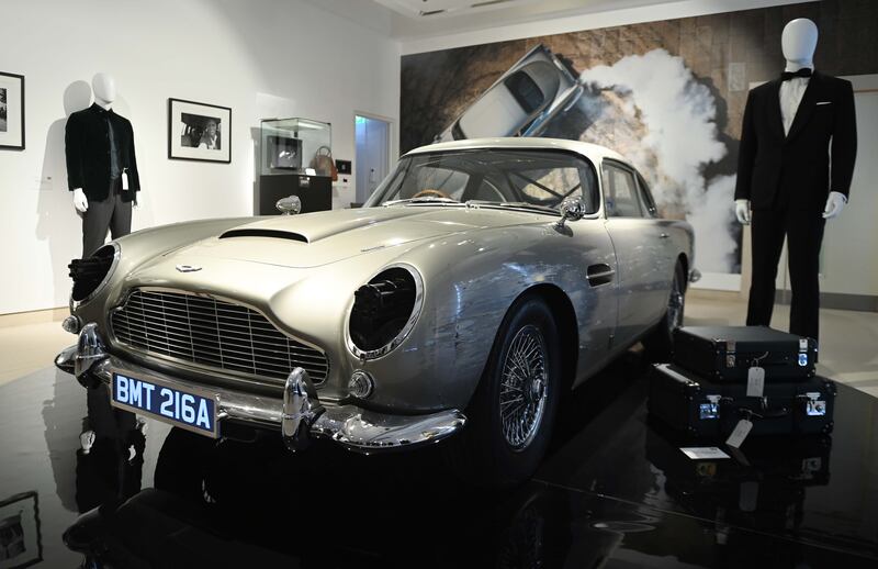 An Aston Martin DB5 stunt car from the film 'No Time To Die'. EPA