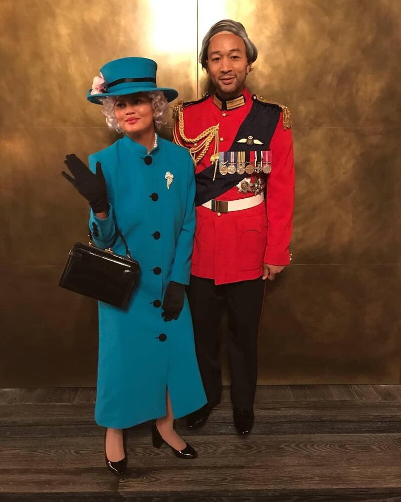 Chrissy Teigen and John Legend as Queen Elizabeth II and Prince Philip. Instagram 