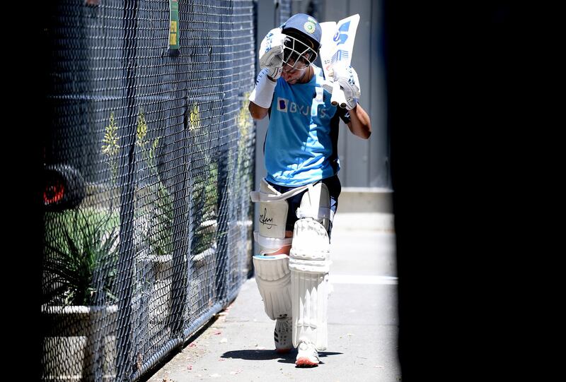 India spinner Kuldeep Yadav after batting during a training session. Getty