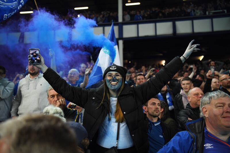 Everton fans celebrate. Getty