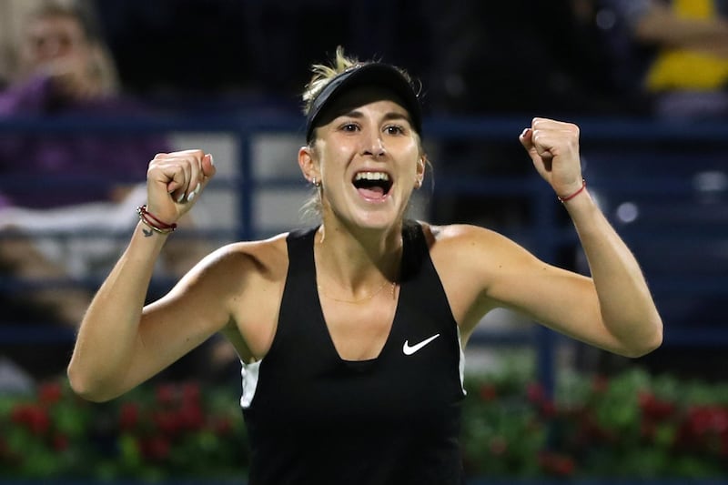Bencic celebrates after clinching her win over Petra Kvitova. Reuters