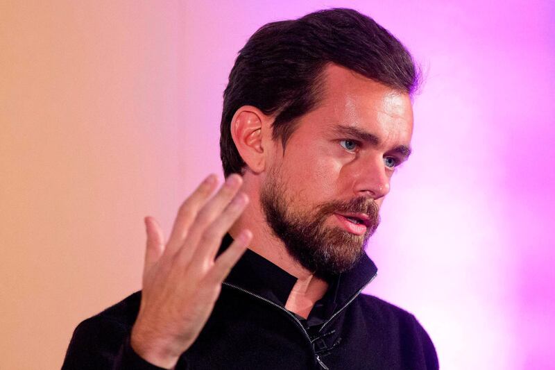 (FILES) In this file photo taken on November 20, 2014 Jack Dorsey, CEO of Square, Chairman of Twitter and a founder of both ,holds an event in London where he announced the launch of Square Register mobile application. The app, which is available on Apple and Android devises, will allow merchants to track sales, inventories and other data on smartphones and tablets. Jack Dorsey, co-founder of Twitter and founder of Square Inc.  said on April 7, 2020 that he was donating more than a quarter of his wealth for COVID-19 relief efforts. / AFP / Justin TALLIS
