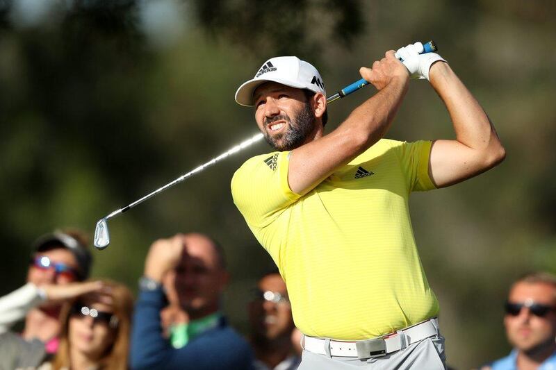 Sergio Garcia of Spain tees off on the 15th hole during the final round of the Omega Dubai Desert Classic at Emirates Golf Club on February 5, 2017 in Dubai, United Arab Emirates. David Cannon / Getty Images