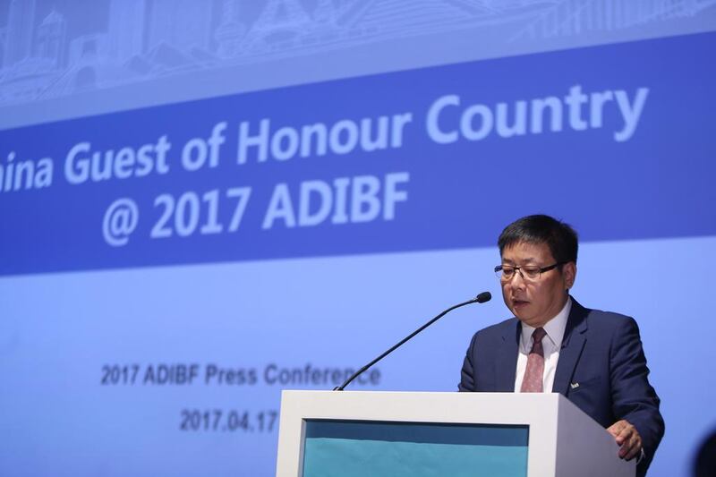 Xiao Guanglu, the representative for China as ‘Guest of Honour’ at the 2017 Abu Dhabi International Book Fair. Delores Johnson / The National 