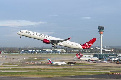 Virgin Atlantic and British Airways planes marked the resumption of transatlantic travel with synchronised departures from Heathrow last month. PA 