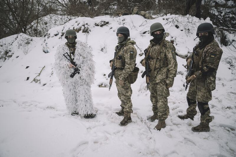 Members of the Siberian Battalion carrying out military exercises with the International Legion of the Armed Forces of Ukraine at an undisclosed location in Ukraine. Bloomberg