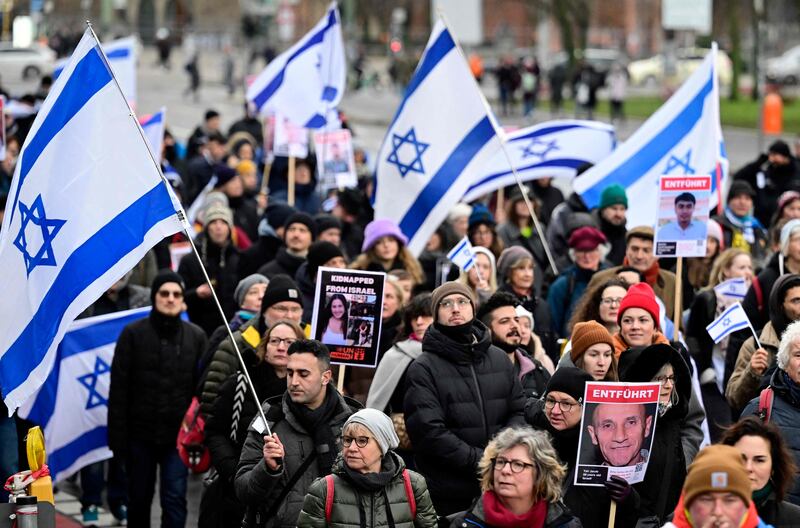 The pro-Israel demonstration in Berlin. AFP