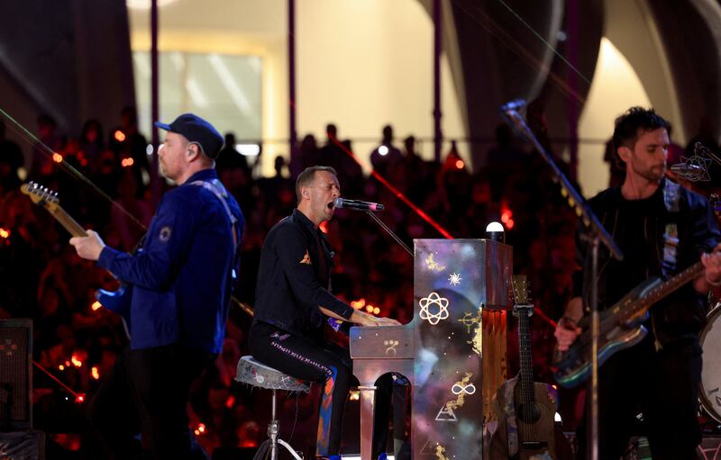 Coldplay performed at Expo 2020 Dubai on February 15 as part of the Infinite Nights concert series. Reuters