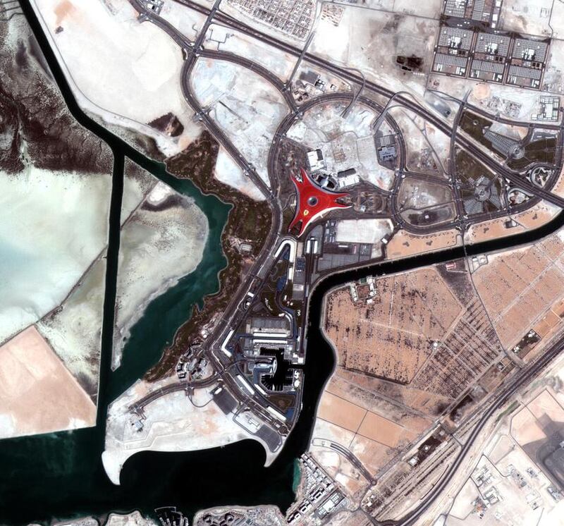 Image from DubaiSat-1 which was launched in July of 2009 of Yas Island from space. Courtesy EIAST
