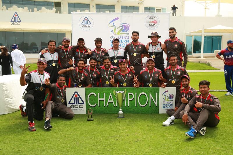 UAE team members after their win in the Western Region T20 in Oman. Courtesy Asian Cricket Council 