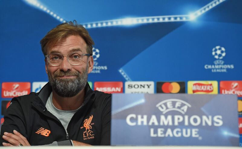 Liverpool's German manager Jurgen Klopp attends a press conference on the eve of the UEFA Champions League second leg quarter-final football match between Manchester City and Liverpool, at City Football Academy in Manchester, north west England on April 9, 2018. / AFP PHOTO / PAUL ELLIS