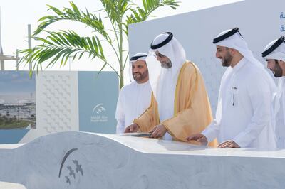 Sheikh Sultan bin Mohammed Al Qasimi, Crown Prince and Deputy Ruler of Sharjah, lays the foundation stone for the terminal expansion project at Sharjah International Airport. Wam