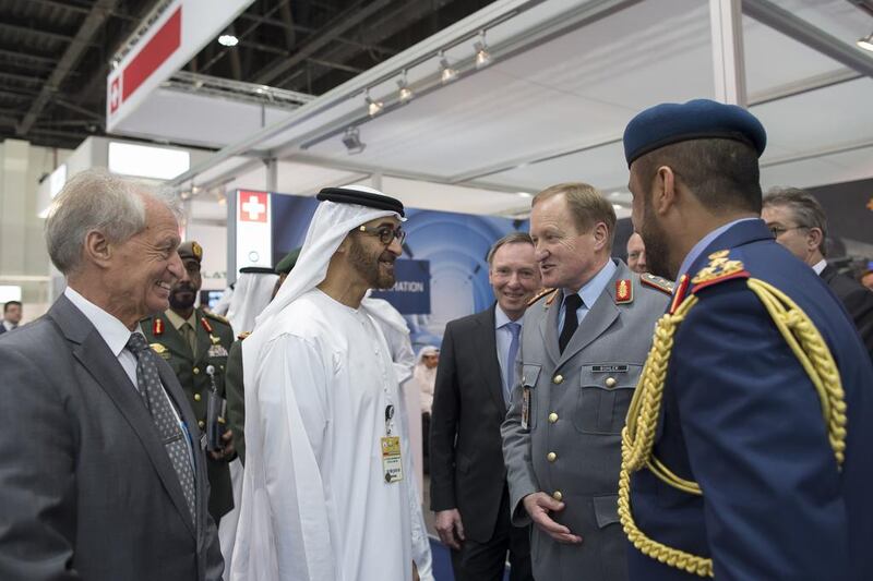 Sheikh Mohammed with members of the German delegation. The Crown Prince discussed friendship and cooperation ties and ways to enhance Emirati relations with their countries. Mohamed Al Hammadi / Crown Prince Court — Abu Dhabi