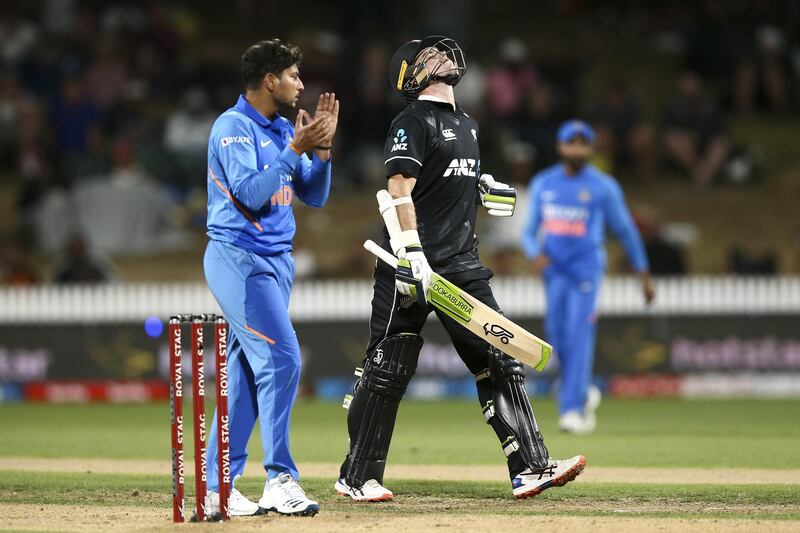 Tom Latham after being dismissed at Seddon Park. Getty Images