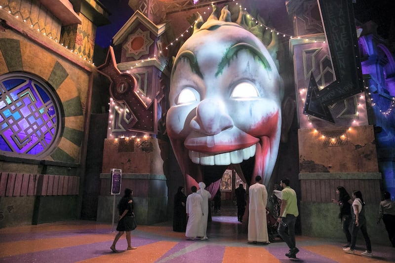 ABU DHABI, UNITED ARAB EMIRATES - JULY 24, 2018. 

The Joker Funhouse at Gotham city in Warner Bros World Abu Dhabi.

Almost 15,000 tickets for Warner Bros World Abu Dhabi have been sold ahead of opening to the public on Wednesday.


(Photo by Reem Mohammed/The National)

Reporter: 
Section: NA + AL