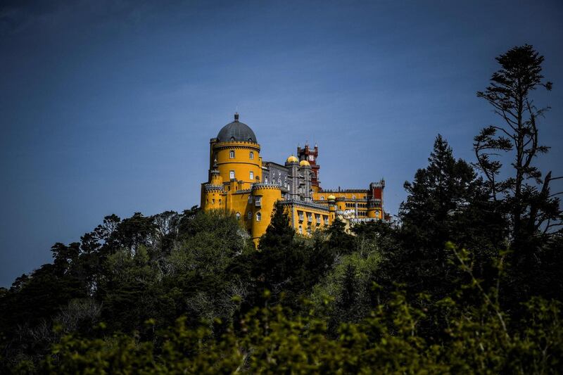 A picture shows the Pena Palace in Sintra, Portugal, days before the reopening of museums and monuments following coronavirus restrictions.  AFP