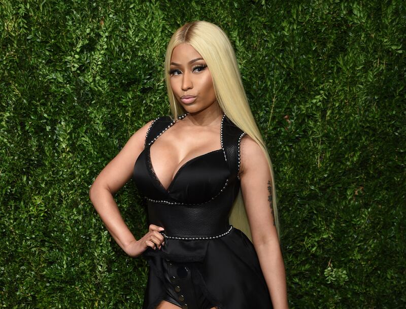 FILE - This Nov. 6, 2017 file photo shows Nicki Minaj at the 14th Annual CFDA Vogue Fashion Fund Gala in New York. The chart-topping rapper announced Thursday, Sept. 5, 2019, on Twitter that she â€œdecided to retire & have my family.â€  In the tweet, Minaj she took a jab at her critics and asked her fans to â€œkeep reppin me, do it til da death of me.â€ In July, Minaj announced she was pulling out a show in Saudi Arabia to show support women's rights, gay rights and freedom of expression. She also canceled her appearance at the BET Experience Concert earlier this year. (Photo by Evan Agostini/Invision/AP, File)