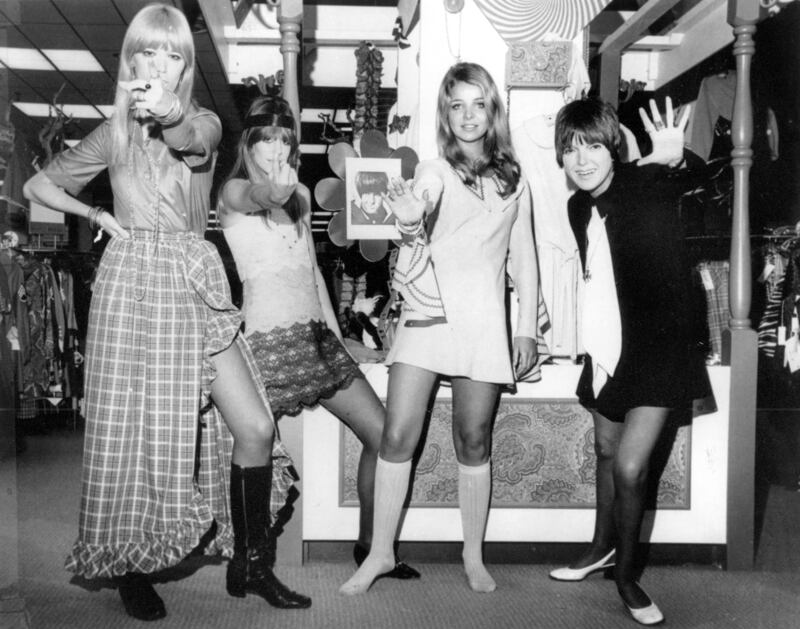 Quant, far right, made the miniskirt famous. AP