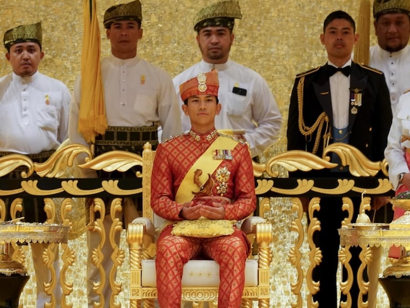 Prince Abdul Mateen of Brunei at his Istiadat Berbedak or powdering ceremony on January 10. Photo: 
@faiqairudin / Instagram