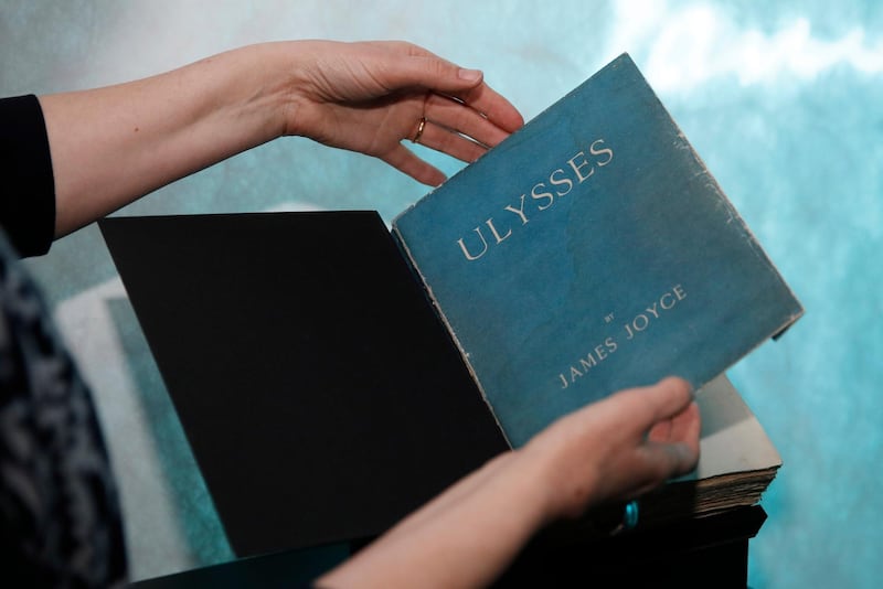 During the visit, the royal couple was shown a first edition copy of James Joyce's novel 'Ulysses'. EPA