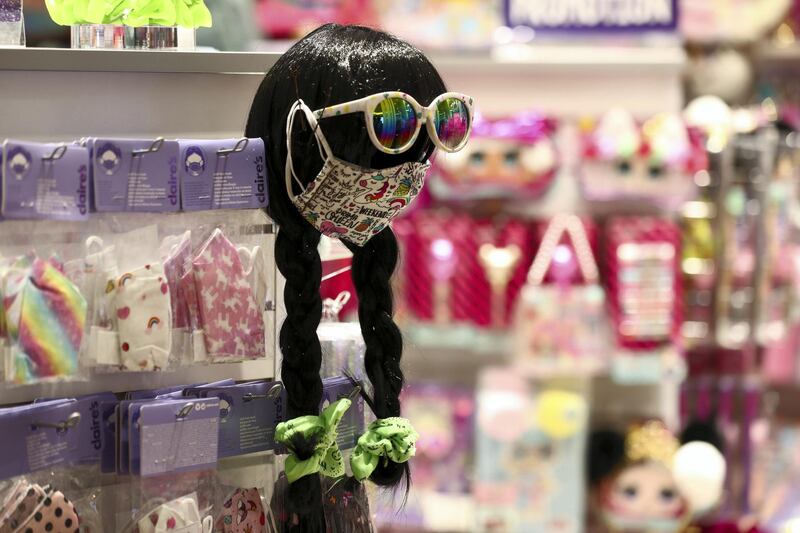 Dubai, United Arab Emirates - Reporter: Kelly Clarke. Coronavirus/Covid-19. Masks on sale at Claire's Accessories. Parents rush to buy PPE for children in time for back-to-school. Sunday, August 23rd, 2020. Dubai. Chris Whiteoak / The National