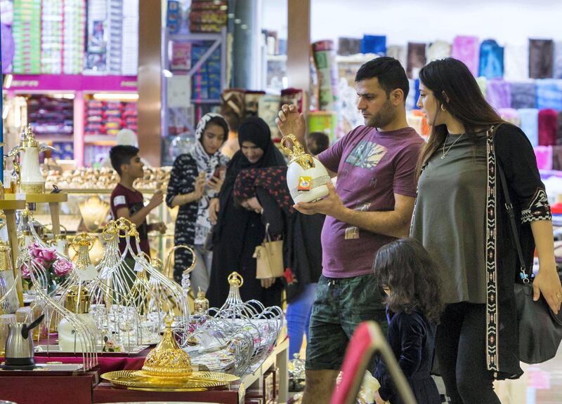 DUBAI, UNITED ARAB EMIRATES, 04 May 2018 - Shoppers checking out items at Ramadan Market that opens May 3 till 19 at  Dragon Mart 2.  Leslie Pableo for The National for Ellen Fortini's story