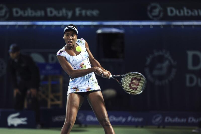 Venus Williams has now won 11 consecutive matches at the Dubai Tennis Championships. Sarah Dea / The National