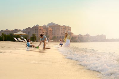 Emirates Palace has it’s own private shoreline plus two swimming pools to enjoy. Photo: DCT Abu Dhabi