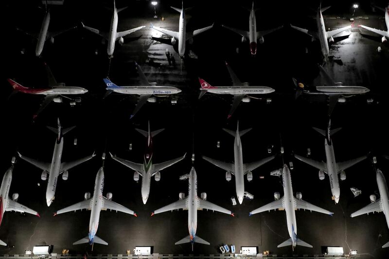Aerial photos showing Boeing 737 Max aeroplanes parked at Boeing Field in Seattle. Reuters