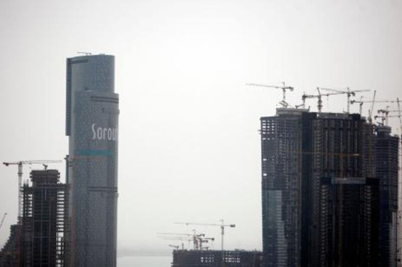 April 17, 2011 (Abu Dhabi) Reem Island viewed from roof of Abu Dhabi Mall April 17, 2011 (Sammy Dallal / The National)