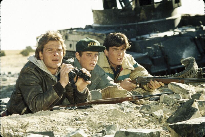 A handout movie still showing Patrick Swayze, Charlie Sheen & C. Thomas Howell in "Red Dawn" (Courtesy: United Artists) *** Local Caption ***  red-dawn_244b76.jpg