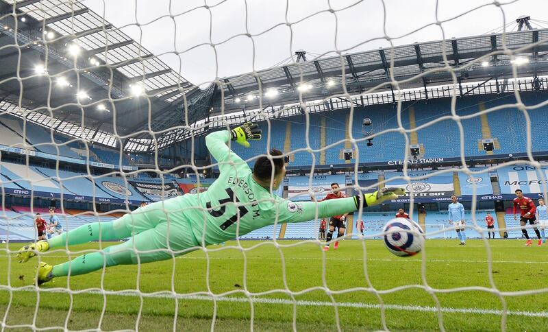 MANCHESTER CITY RATINGS: Ederson - 6: Could the Brazilian have kept out Fernandes’ second-minute spot-kick? He guessed right and got to the ball but was left picking the ball out the net. There was nothing he could do, though, about Shaw’s scruffy finish to put United two goals ahead. Getty