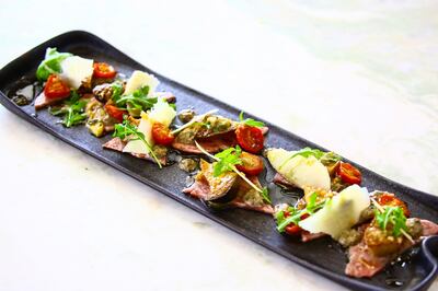 Wagyu Beef Carpaccio from the crudo bar. Courtesy All'Onda Dubai 