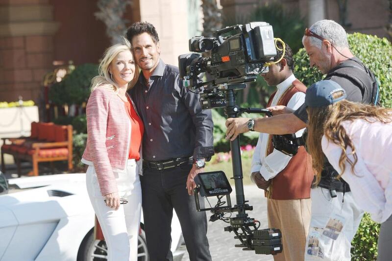 Katherine Kelly Lang and Don Diamont on the first day of filming in Dubai. Sean Smith / JPI Studios 