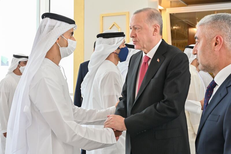 Mr Erdogan offers condolences to Sheikh Khaled bin Zayed, chairman of the board of Zayed Higher Organisation for Humanitarian Care and Special Needs.