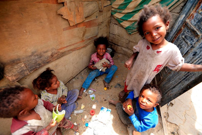 'Muhamasheen' children at play in the slums of Sanaa. AFP