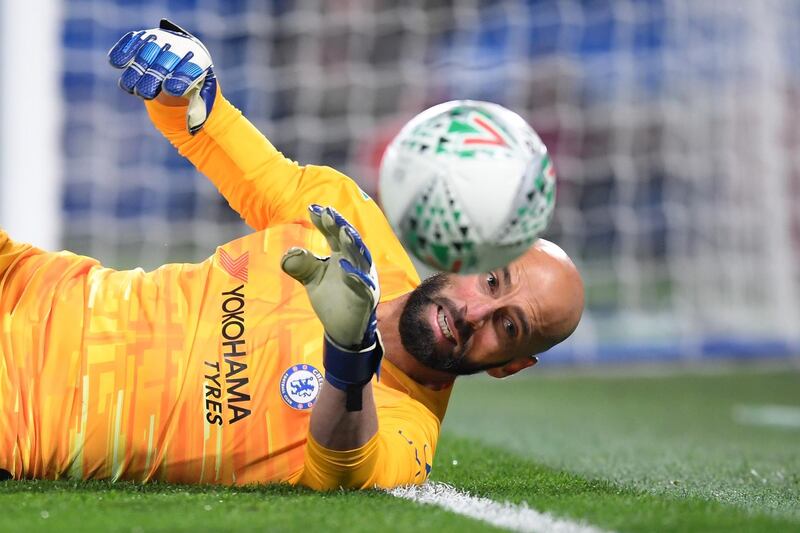 Chelsea goalkeeper Willy Caballero of Chelsea makes a save. Getty